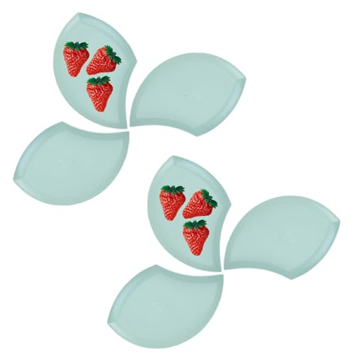 Image of Wheat Straw Unbreakable Appetizer Dessert Plates, Children's and Adult Cake Plate, Lightweight Small Petal-Shaped Plates for Snacks, Reusable Dipping Sauce Bowls. (Nordic Green, Pack of 6)