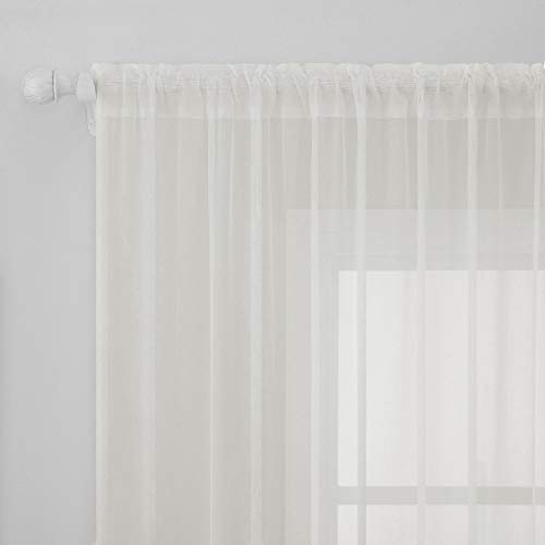 MIULEE 2 Panels Solid Color Sheer Window Curtains Christmas Decoration Smooth Elegant Window Voile Panels/Drapes/Treatment for Bedroom Living Room Ivory 55''W x 57''L - Image 4