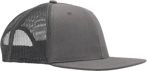 Image of Flat Bill Snapback Mesh Hats | Fits OSFM & XXL Big Head | Blank Solid Color Adjustable Trucker Hat for Men