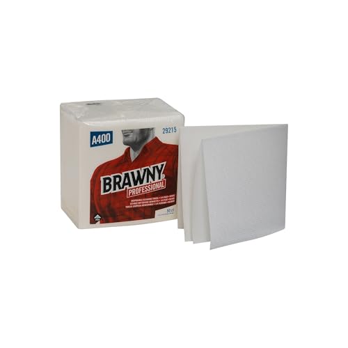 Image of Georgia-Pacific Brawny Professional 1 /4-Fold A400 Disposable Cleaning Towel by GP PRO (Georgia-Pacific), White, 29215, 50 Towels Per Pack, 16 Packs Per Case (800 Total)