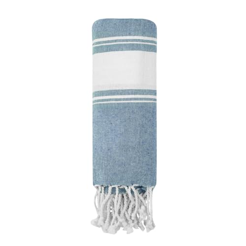 MUNTRADE Toalla Grande Pareo 90x180cm Suave y Ligera | Toalla con Flecos Playa y Piscina Mujer y Hombre | Manta Pareo para Playa, Picnic, Viaje o Piscina (Azul)
