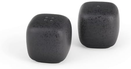 Nambe TAOS Stoneware Salt Pepper Shakers - Onyx (r) -