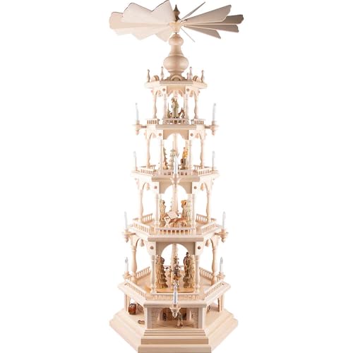 Gerd Protzner Holzkunst 4-stöckige Pyramide Erzgebirgische Waldmotive...