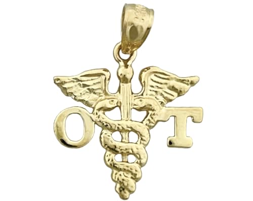 14K Gold OT Occupational Therapist Caduceus Charm