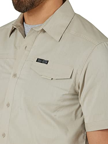 Atg By Wrangler Mens Asymmetric Zip Pocket Short Sleeve Bowling Shirt, Aluminum, 3X Us #TOP3