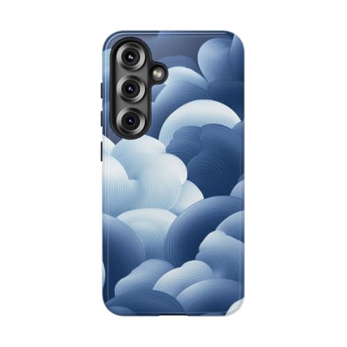 Coque rigide brillante Samsung S25 protection anti-rayures motif nuage bleu