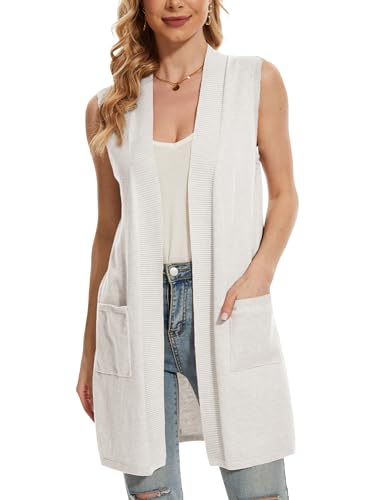 Image of Beautiful Nomad Sleeveless Cardigans for Women Long Sweater Vest