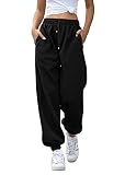 Pantalones Deportivos para Mujer Cinch Bottom Couples Tan Sweatpants Pockets High Waist Sporty Gym Athletic Fit Jogger Pants Lounge Trousers Wide Leg Sweatpants Women Black S