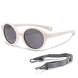 Maesy Baby Sonnenbrille für 0-2 Jahre - UV400 Polarisierter Schutz - Flexibler und Biegsamer Rahmen - Verstellbares Gummiband - Sichere und Bequeme Babysonnenbrillen - Rund - Noah