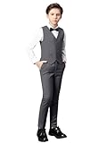 Boys Formal Tuxedo Suit Vest and Pant Set Size 5 Kids Wedding Suits Ring Bearer Outfit for Boys Gray