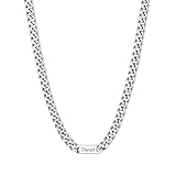 Custom4U Custom Cuban Chain Name Necklace, Men's Stainless Steel Jewellery, Personalised Silver 5mm Width Father's Day Gift 22'