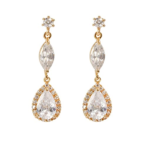 Boucles d'oreilles en Or 14K pour Femmes de Style Marquise Longue pour Vos Soirées