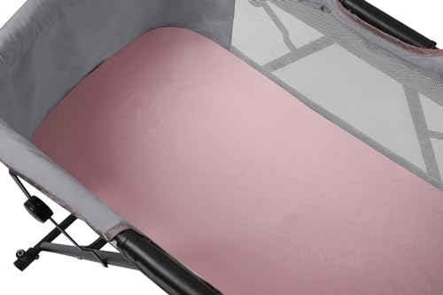 Image of Silk Bassinet Sheet 17 inch x 33 inch Surface (100% Pure Mulberry Silk) - 4 inch Deep Pocket (Satin)- 19 Momme 6A High-Grade Fibers for Baby Hair for Hourglass, Oval,Rectangle Pads /Mattress Pink