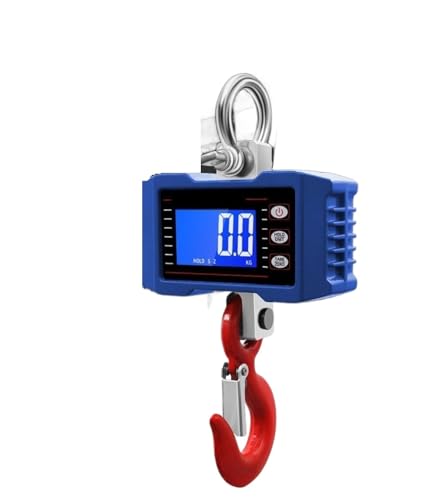 Báscula de Grúa Electrónica Báscula de gancho Digital inalámbrica 3 colores, grúa 1000KG, balanza pesaje Industrial alta resistencia, bascula colgante, gramos Steelyard(Blue 1000KG)