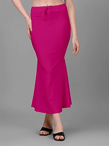 Image of Women's Saree Shapewear Petticoat, Cotton Blend Stretchable Mermaid Skirt, High Waist Tummy Control, Smooth Curve Fit with Adjustable Drawstring
