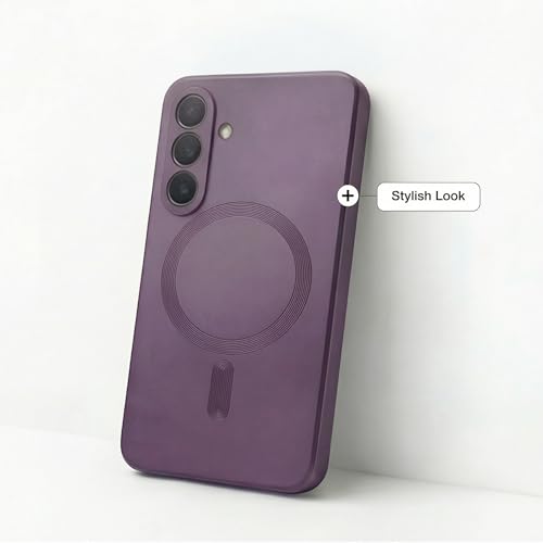 Image of amazon basics Premium Mag-Safe Case for Samsung Galaxy S26 Plus 5G | Shockproof & Anti-Scratch Cover | Soft Silicone with Wireless Charging | Camera Lens Guard - Purple