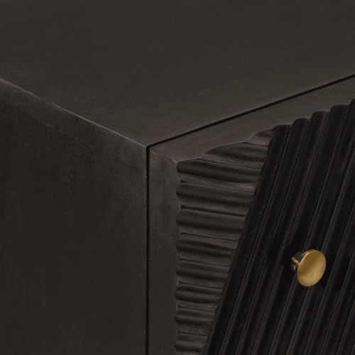 Cómoda negra de madera maciza de mango y hierro de 55x30x76 cm 8