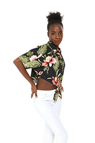 Image of Family Matching Hawaiian Clothes, Black Rafelsia | Lightweight 100% rayon • Family matching outfits • Beach vacations • Luaus • Cruises • Family photos