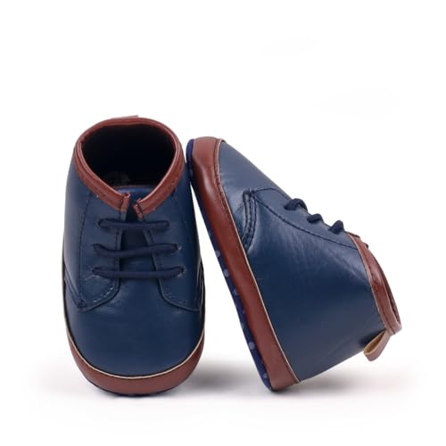 Unisex Baby Boys Oxford Soft Sole High Top Ankle PU Sneakers, Sport Newborn Infant First Walkers Shoes3