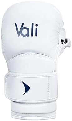 Vali Lancer Leather Hybrid MMA Sparring Gloves 7oz (White, Large)