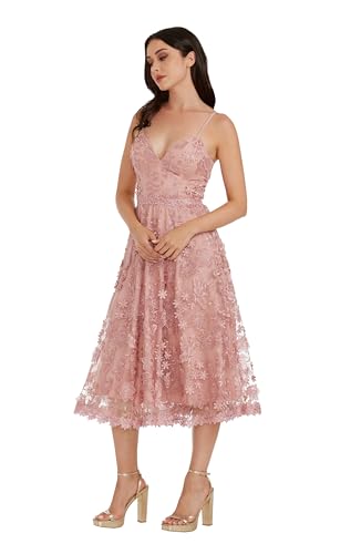 Dress the Population Womens Tahani Plunge Neckline Fit and Flare Midi DressDress2