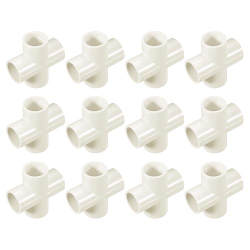 QUARKZMAN 12 Stück PVC Rohrverbinder 20mm Kreuz 4-Wege 0.8" Kupplung Kanalverbinder Kupplungsverbinder Kabelrohr Pipe Fitting für Leitungsinstallation Haushaltsrohre Elektrische Rohre, Weiß