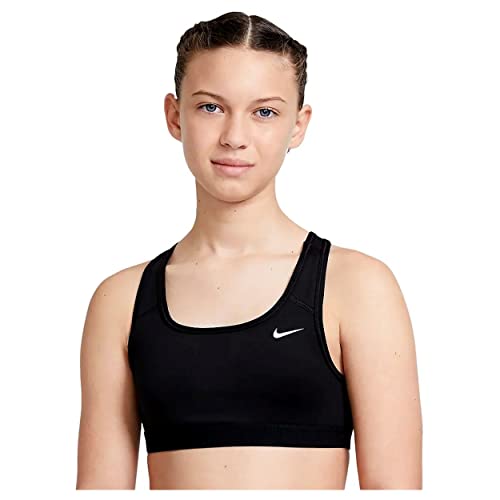 Nike Girl's Swoosh Bra (Little Kids/Big Kids) Black/White XS (6X Little Kid)