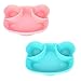 Assiette à Ventouse pour Bébé Silicone,Osuter 2PCS Vaisselle Silicone Bebe sans BPA,Plaque d'alimentation Antidérapante pour Tout-Petits Enfants