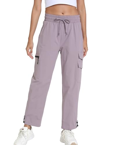 Image of Women's Joggers with Pockets, Hiking Cargo Water Resistant Lightweight Pants for Women Workout Athletic Travel Camping