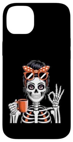 コーヒー豆 スケルトン 面白い ハロウィン コーヒー好き スマホケース iPhone 14 Plus 用