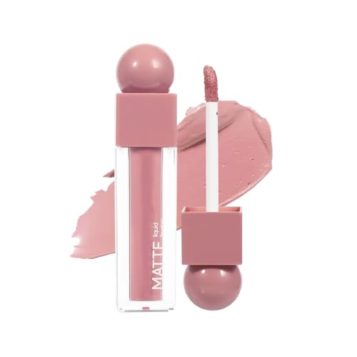 Nude Pink Lipsticks Matte Liquid Lipstick for Women, Pink Highly Pigmented Creamy Matte Lip Gloss Waterproof Long Lasting Lip Stain Non-Sticky Not Fade Liquid Lipstick Make Up Gift
