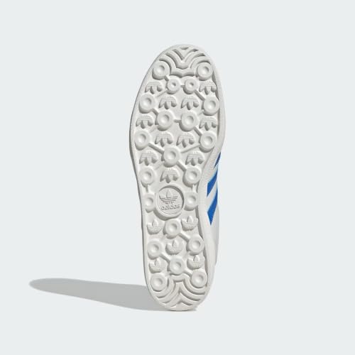 Image of adidas Men's Gazelle Indoor Sneaker, Crystal White /Blue /Grey One, Size 9