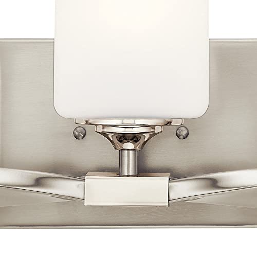 Image of Kichler Marette 22.75 inch Vanity Light in Black, 3-Light Modern Bathroom Light with Satin Etched Cased Opal Glass, (22.75 inch W x 8 inch H), 55002BK