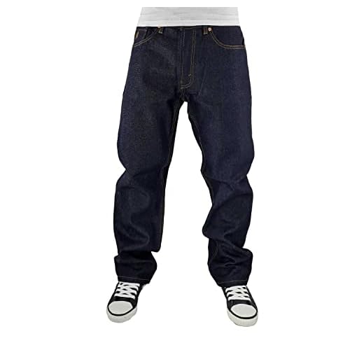Rocawear Men's Anniversary Regular Loose Fit Denim Jeans, Raw Indigo (36W / 33L)