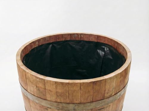 OAKENZ Half Barrel Planter Liner – Wine & Whiskey Barrel Planter Insert (Fits up to 29 in) – Waterproof Heavy-Duty Plastic Liner for Half Barrel Planters – UV-Resistant