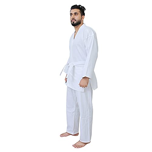 G4 Karate Suit Gi Aikido Training Adult Student Karate Suits Gi Uniform Club & Free Belt Black White 170Cm 180 Cm 190Cm 200 Cm (White, 5/180) #TOP6