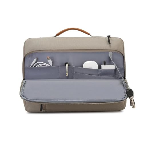 Image of PROTEQ Laptop Sleeve Shockproof Bag - Biege (Handle), 15.6 Inch | Slim Laptop Cover Bag | Slim Protective Cover Case for Office, College Black & Beige | Shockproof Laptop Sleeve Bag