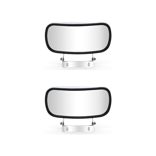 Adanz Stainless Steel Rectangular Convex Mirrors fit for Cars Trucks Boats Tractors Forklifts Improves Visibility eliminate blind spots adjustable mount U Bracket Universal Rearview Mirrors