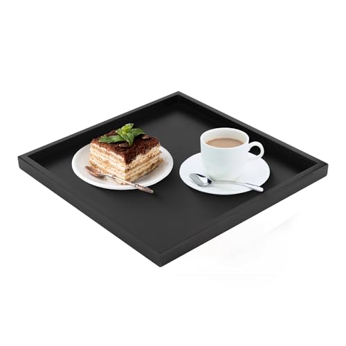Bandeja de Madera para Servir,Forma Rectangular Bandeja de Madera Sólida Bandeja de Servicio para Té Bandejas de Restaurante para Desayuno en la Cama, Almuerzo, Patio, Baño, Restaurante(30x30cm)