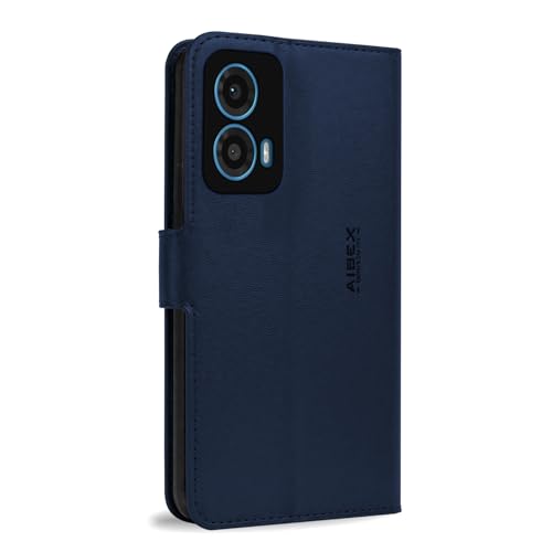 Image of AIBEX Compatible for Motorola G34 5G / Motorola G45 5G | Premium PU Leather Wallet Case with Stand & Card Slots Blue