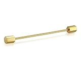 HONEY BEAR 2.52' Tie Collar Bar Pins Brooches for Mens Shirts Business Wedding Gift,64mm (Hexagon End Gold)
