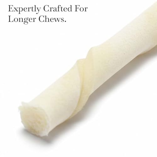 Image of Pets Empire Rawhide Chew White Sticks | Easily Digestible Rich of High Proteins | Treat Chew Nonveg Twisted Stick for Puppy | Dog Calcium Sticks Fresh & Natural10Pcs (Pack of 2)
