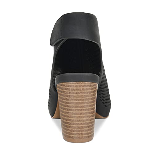 BEST TRENDY Peep Toe Booties Women, Ankle Booties Skeleton Boots Hook & Loop Strap Mid Block Heel Sandals for Women3