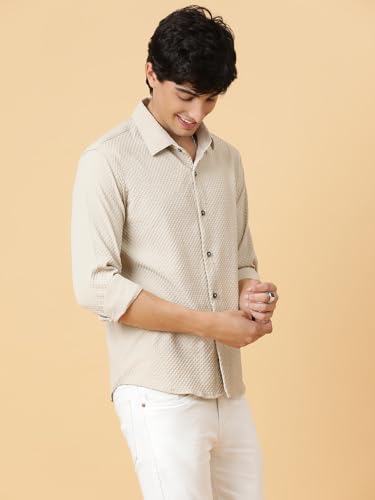 Image of KOTTY Men's Textured Casual Shirt - Long Sleeve||Button-Down Collar||Classic Fit