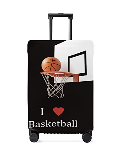 Travel Luggage Cover Small Suitcase Cover Fit for 19-21 Inch Luggage Luggage Protector Suitcase Cover Scratchproof I Love Basketball Sports Black Background Luggage Cover Protector for Suitcase