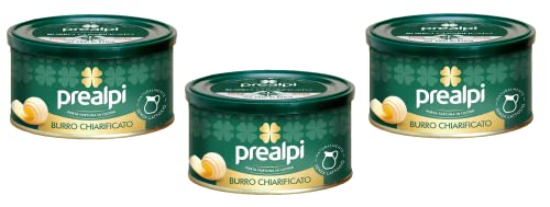 Prealpi Burro Chiarificato - Manteca clarificada, natural, sin lactosa, excelente italiana en lata con 250 g