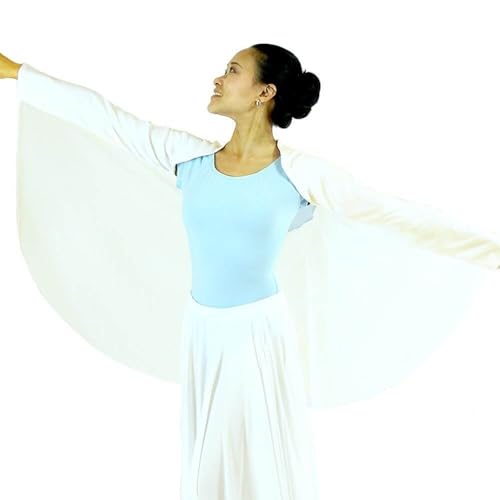 Danzcue Womens Worship Dance Angel Wing Shrug, White, S-M