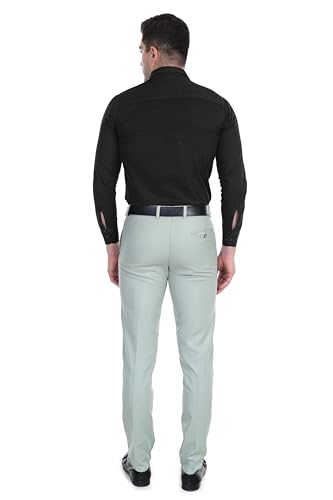 Image of Men's Stretchable Solid Plain Formal Trousers - Regular Fit Stylish Pants for Office & Party, Fashionable Dress Trousers for Men