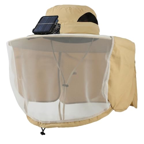 Chapeau de soleil homme UPF 50+ ventilateur solaire et rabat de cou anti-UV