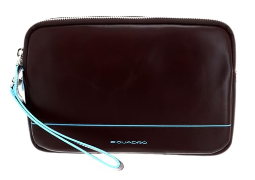 Piquadro Astuccio in pelle con cerniera e laccio laterale - Borsa con manico lungo Uomo, Mogano, Talla única -